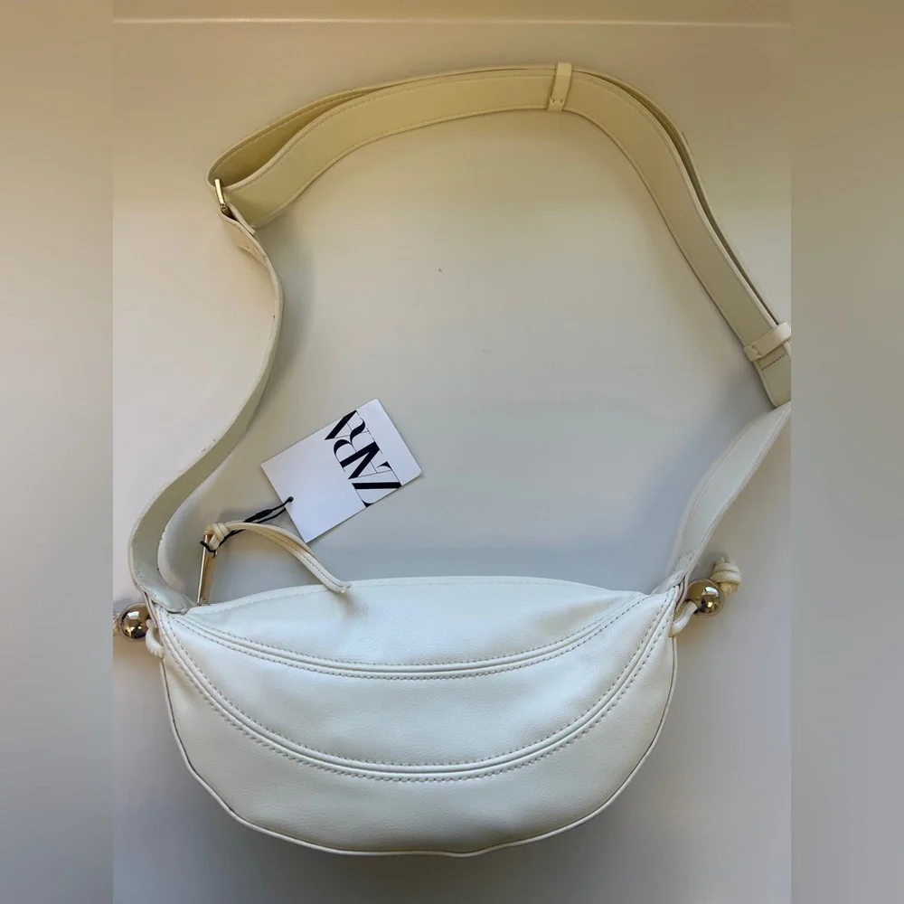 Zara‎ Cream Crossbody Purse Bag Gold Bohemian
